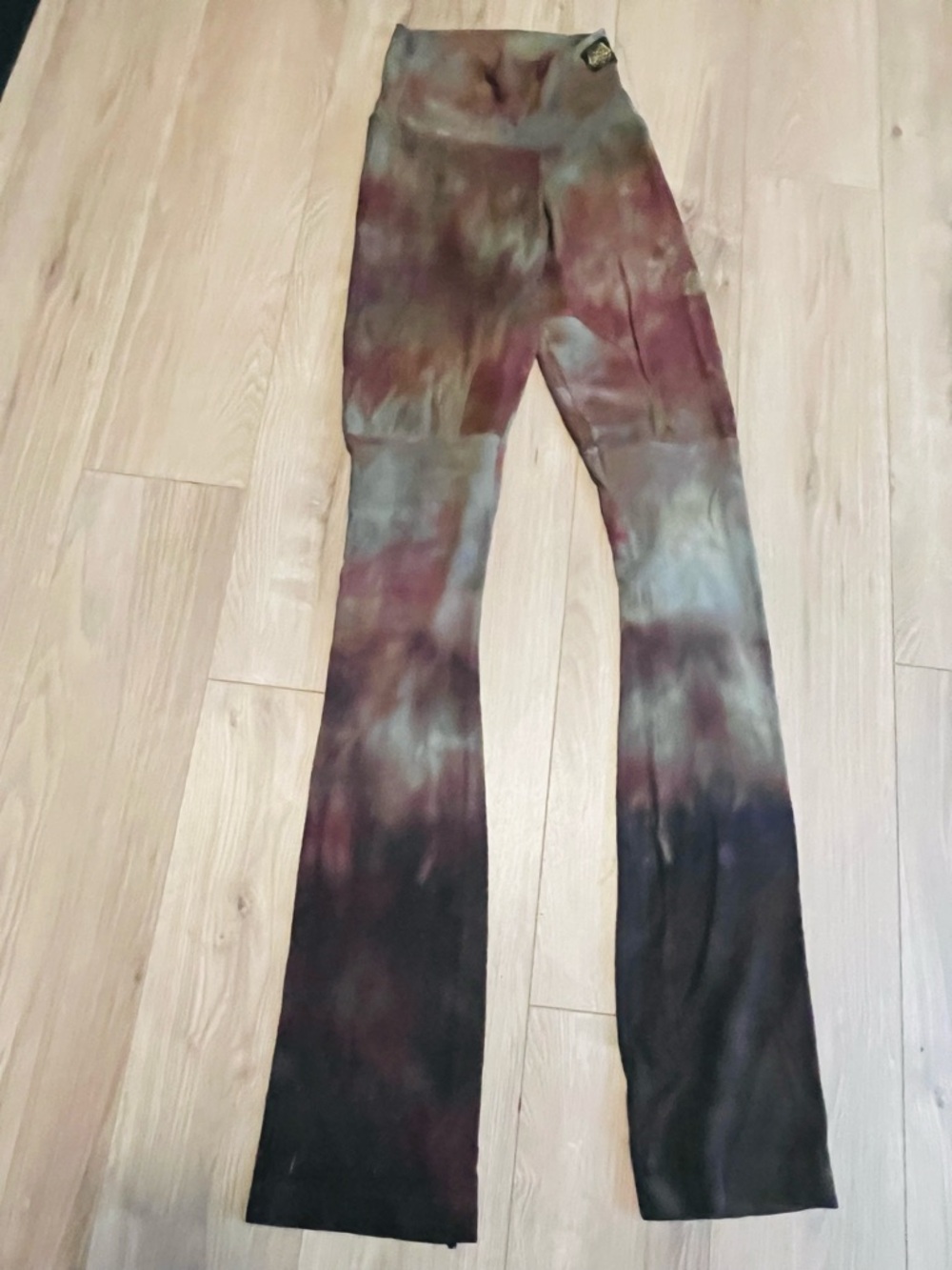 Sew Much Love bamboo fleece bootcut leggings green brown burgundy m medium